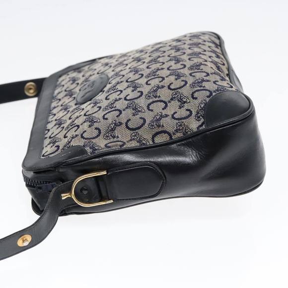 CELINE C Sulky Shoulder Bag Canvas Navy Gold Auth fm3869 - Picture 4 of 16